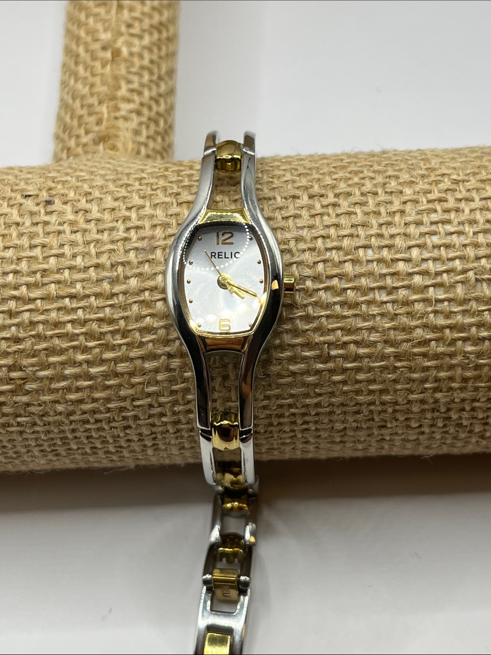 Relic Women's Two-Tone Silver and Gold Slim Bracelet Watch- New Battery